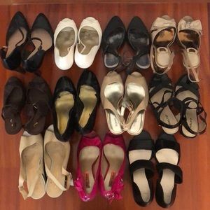 Bundle of 11 pairs of high-heeled shoes! Open & closed toe. Parties & weddings.